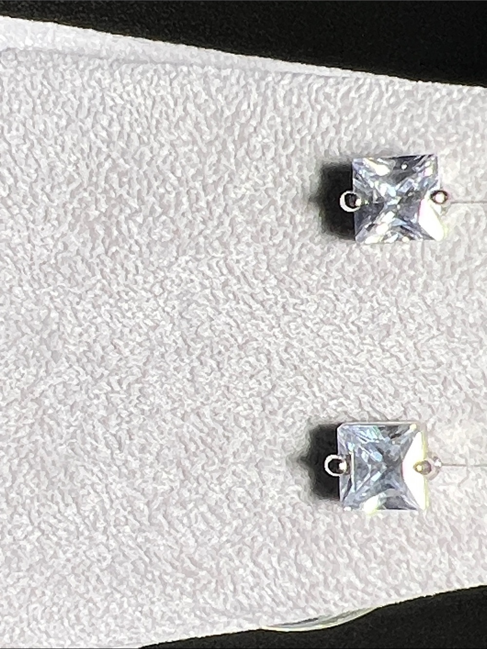 Clear Square Crystal Connector Earrings - Minimalist Sparkle